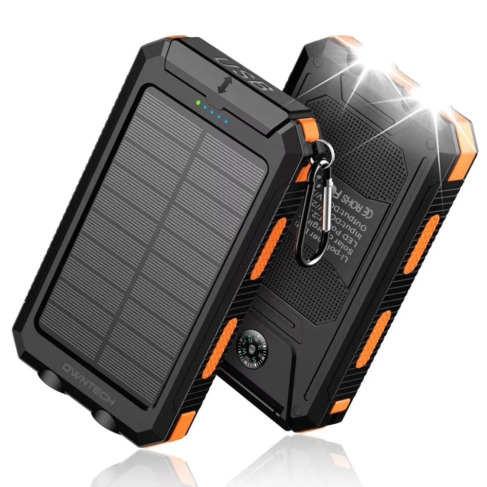 20000Mah Portable Power Bank Solar Charger for Cell Phone and Android, Solar Phone Chargers with Dual 5V USB Ports and 2 Led Flashlight