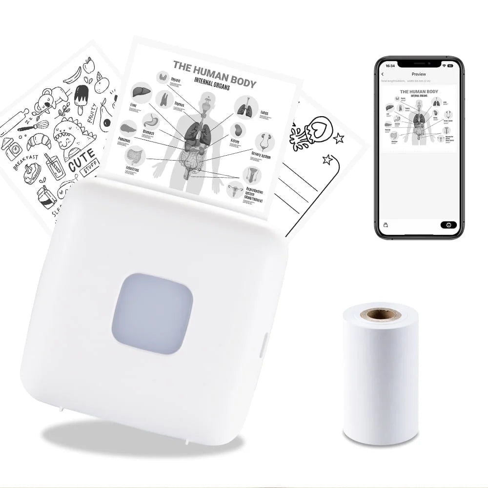 TP6 Pocket Sticker Printer,Portable Bluetooth Pocket Phone Printer for Anatomy Flashcards, Journal, Photos, Notes, Kids Gift